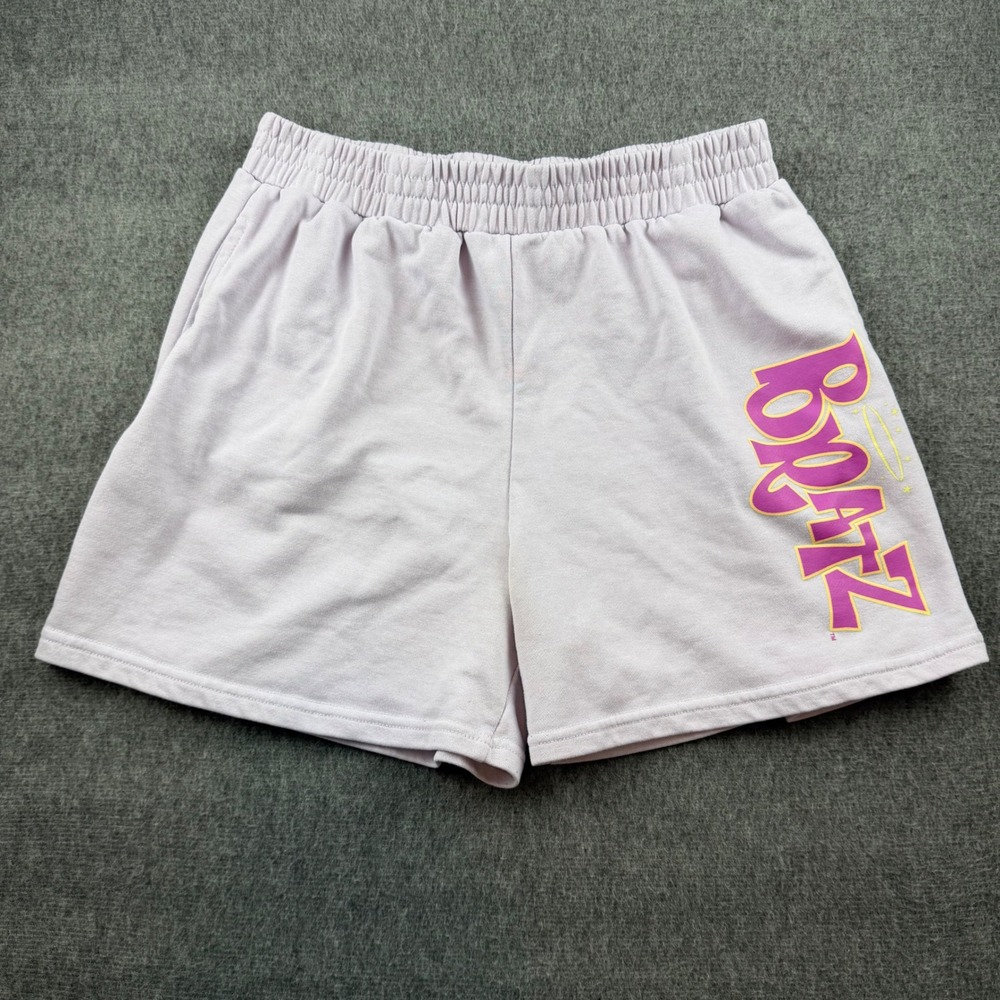 Bratz Sweat Shorts Women Large Purple Logo Fleece Lounge Shorts LG